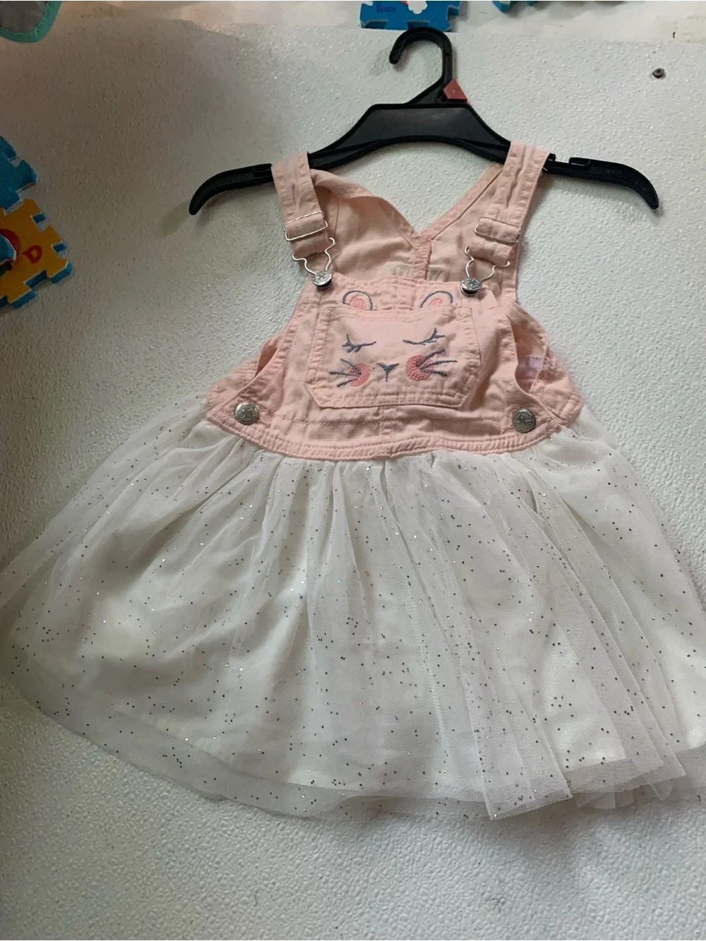 OshKosh B'gosh Pink and White Tulle Overall Dress